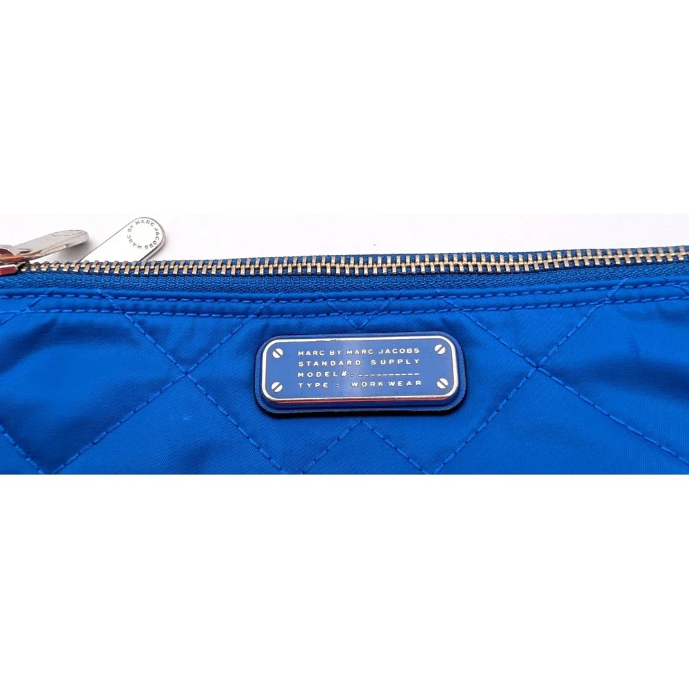 Marc by Marc Jacobs Royal Blue Quilted Nylon Cosmetic Pouch Makeup Bag Zip Case